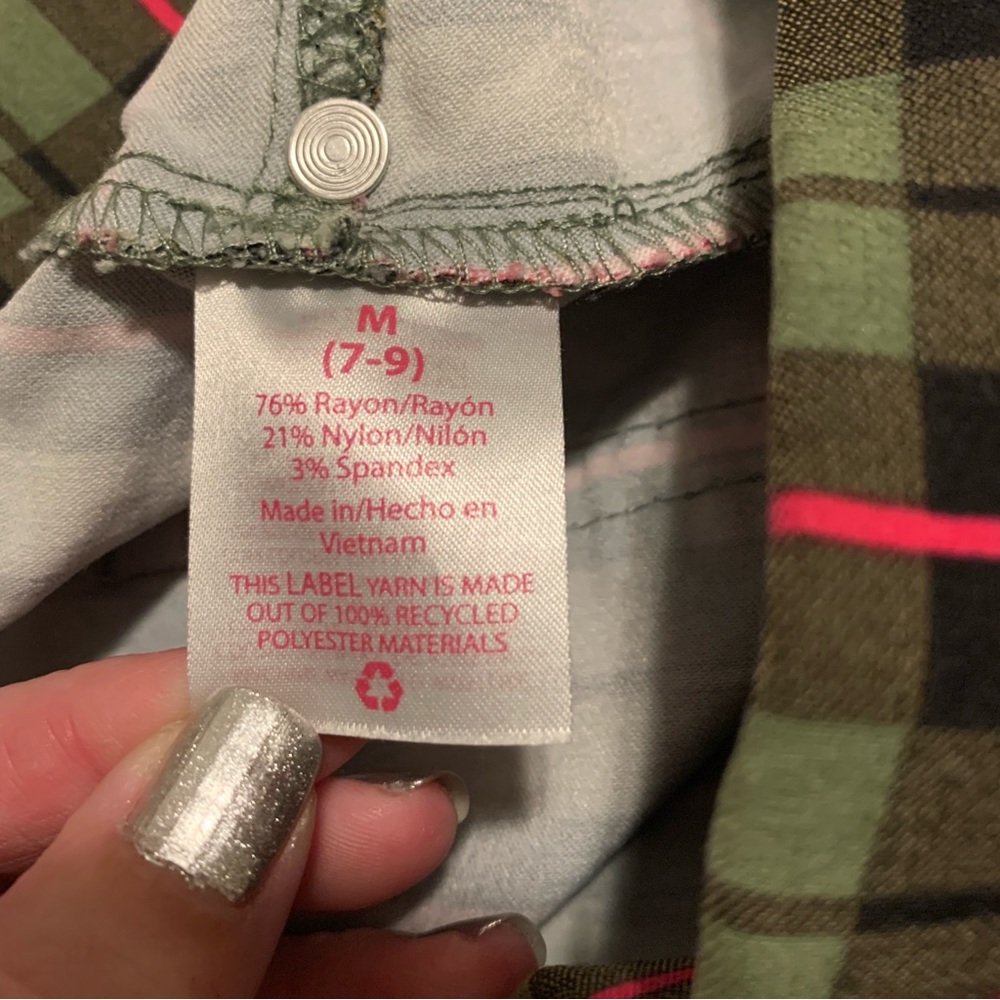 No Boundries pink green and black plaid pants size M (7-9) - Picture 6 of 6